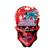 Pod rechargeable DELTA BZ10 90% Tropicana Blood Cherry, visuel crâne rouge, 1ml