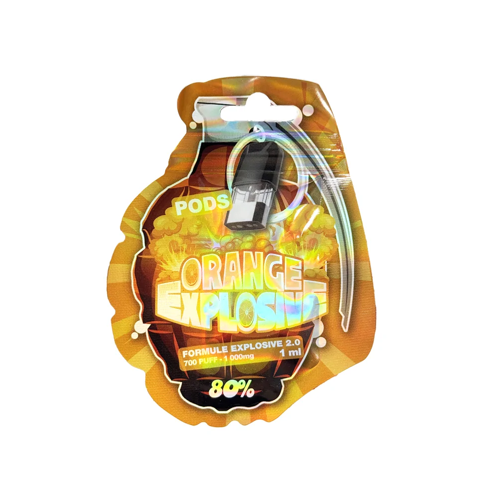 Pod 10-OH-HHC Orange Explosive 80% 1ml, packaging orange en forme de grenade, produit CBD Pod 10-OH-HHC Orange Explosive 80% 1ml, packaging orange en forme de grenade, produit CBD