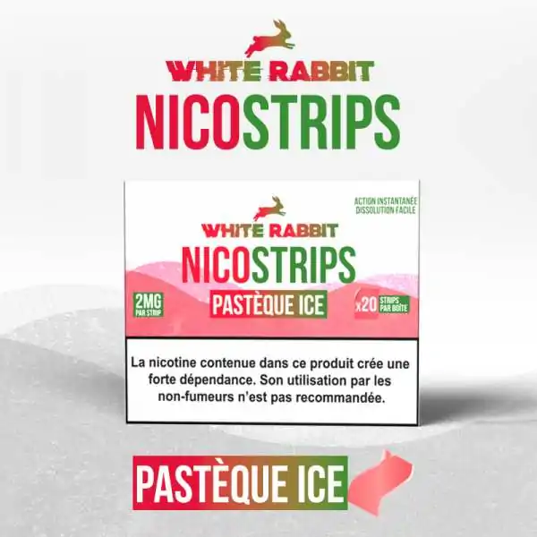Boîte de Nicostrips White Rabbit Pastèque Ice 2mg, produit de substitut nicotinique