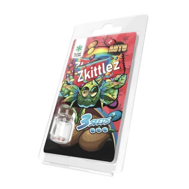 Graines de cannabis Zkittlez Auto, emballage coloré avec personnage vert, 3 graines