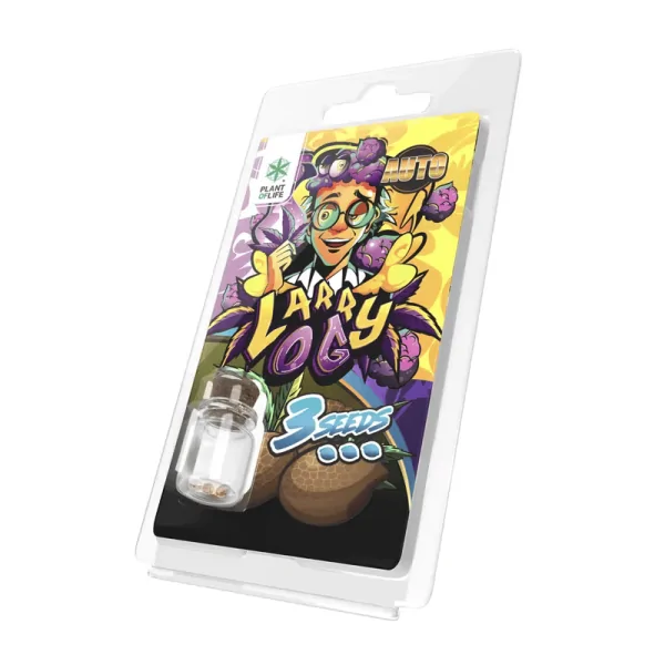 Graines de cannabis Larry OG AUTO, pack de 3 en blister Plant of Life, illustration colorée