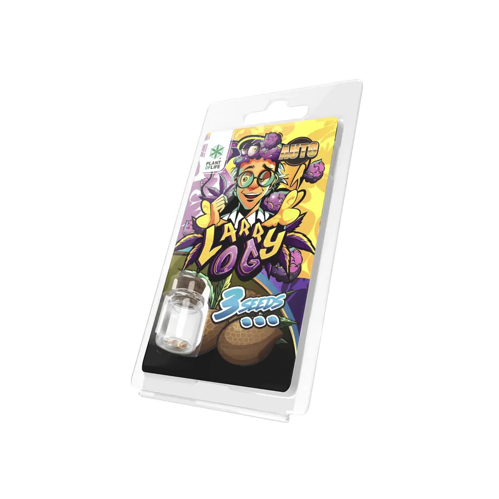 Graines de cannabis Larry OG AUTO, pack de 3 en blister Plant of Life, illustration colorée Graines de cannabis Larry OG AUTO, pack de 3 en blister Plant of Life, illustration colorée