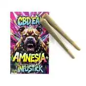 Paquet coloré CBD Amnesia avec image de chien et 2 joints pré-roulés, produit CBD