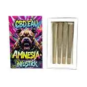 Packaging coloré CBD Amnesia avec chien et boîte de 4 bâtonnets infusés CBD, produit cannabis