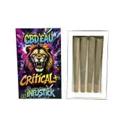Lot de 4 infusticks CBD Critical+ avec emballage coloré et lion rugissant, 7% CBD