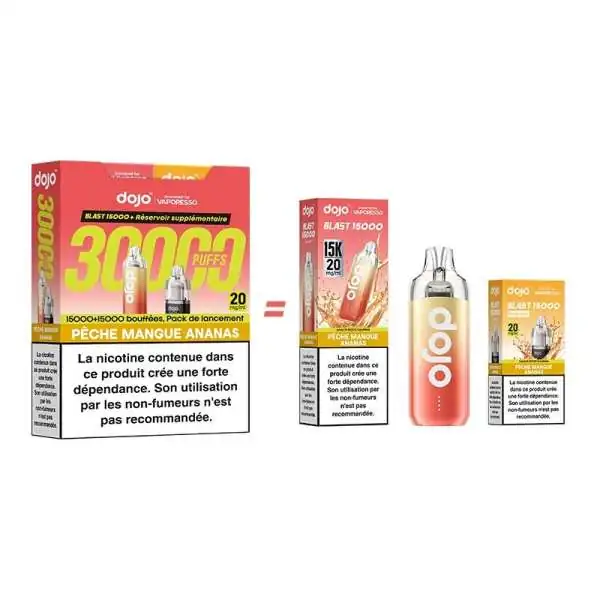 Produit Puff Dojo Blast 30000 bouffées saveur pêche mangue ananas par Vaporesso