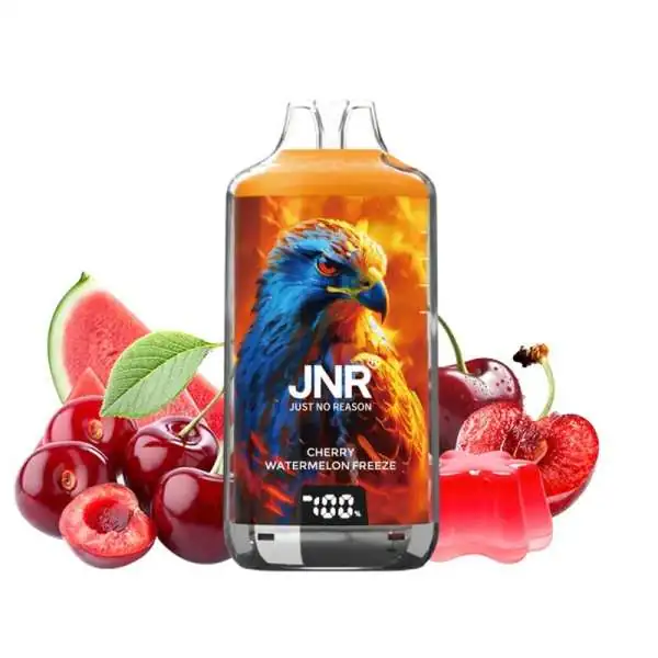 Cigarette électronique JNR saveur cerise pastèque avec image d'aigle et fruits frais