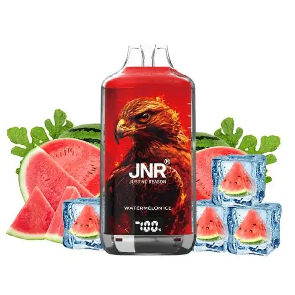 Bouteille JNR Watermelon Ice avec image d'aigle, tranches de pastèque et glaçons