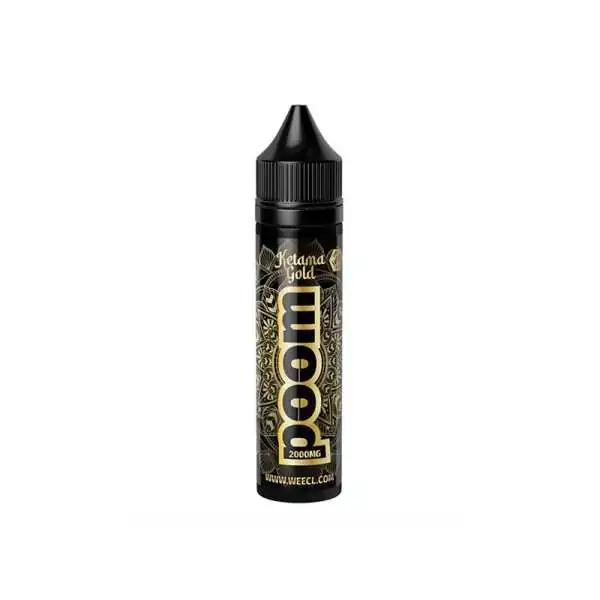 E-liquide CBD Poom Ketama Gold 50ml WEECL, flacon noir avec étiquette dorée, arôme naturel