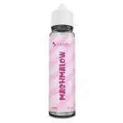 Flacon e-liquide Mashmalow 50ml par Liquideo, saveur guimauve, fond rose rayé