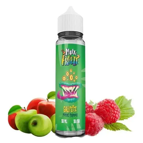 Bouteille Multi Freeze Galipette avec pommes et framboises, e-liquide fruité 50ml