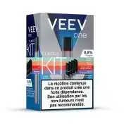 Kit Veev One saveurs fruitées, e-cigarette avec 0,8% nicotine, avertissement santé
