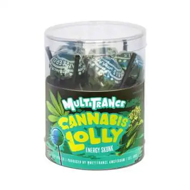 Boîte de sucettes Cannabis Lolly Energy Skunk Multitrance, 10 pièces, saveur cannabis