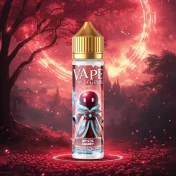 E-liquide Mystic Cherry Vape of Legends dans un décor fantastique rouge et or