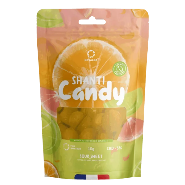 ShantiCandy Pastilles de CBD 5% Sans Sucre - Trio d'Agrumes - 10g ou 25g