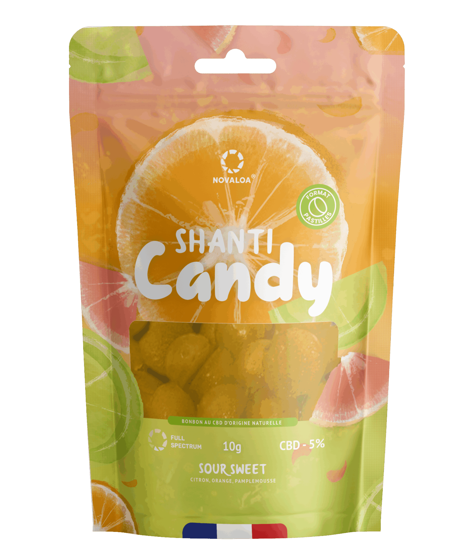 ShantiCandy Pastilles de CBD 5% Sans Sucre - Trio d'Agrumes - 10g ou 25g