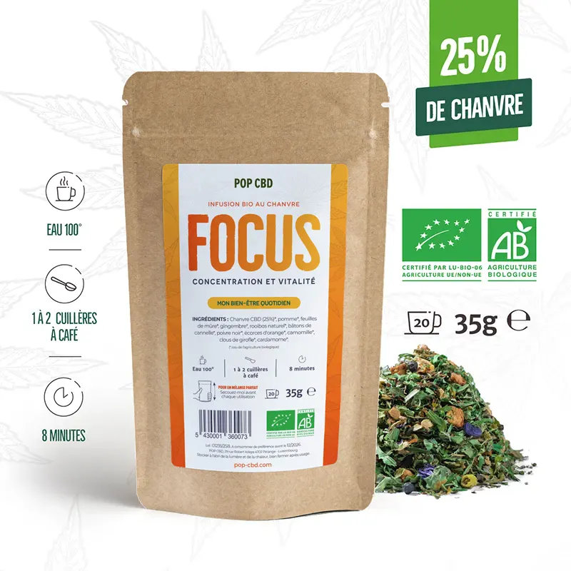 Tisane CBD bio Focus & Vitalité | POP CBD
