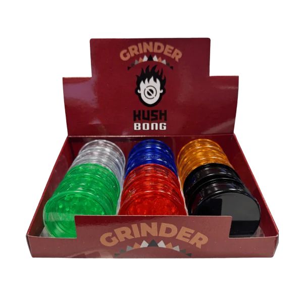 Lot de 12 Grinders Kush Bong Transparents 6cm