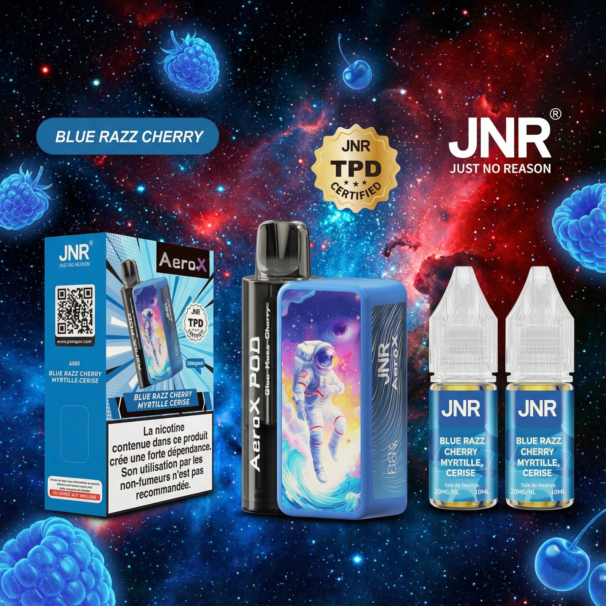 Puff JNR AeroX 32K Blue Razz Cherry 2% - Cigarette Électronique  Rechargeable