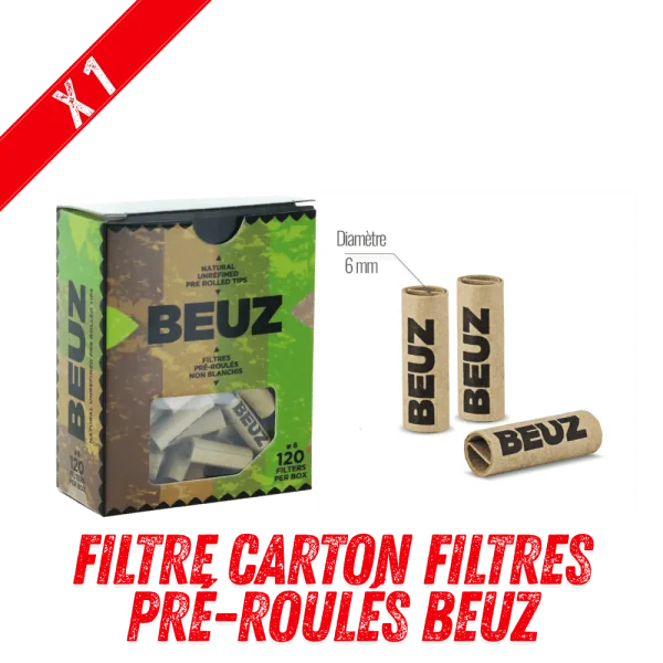 Filtre Carton Beuz - 120 Filtres Pré-Roulés 6mm