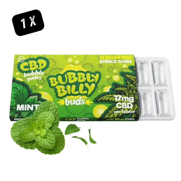 Chewing Gum CBD Bubbly Billy Buds Menthe 17mg - Pack 12 pièces