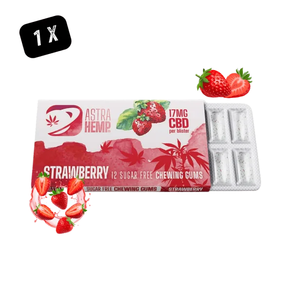 Chewing Gum Astra Hemp CBD 17mg Fraise - Pack 12 Pièces