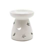 1x Sm Classic White Oil Burner - Moon & Star