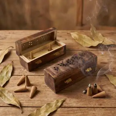 Boîte Encens Cônes Bois Manguier