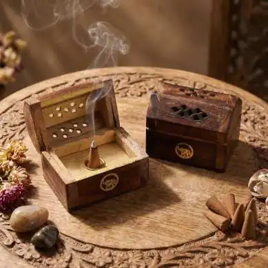 Mini Boîte Brûleur Cônes d'Encens Bois