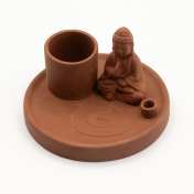 Multi Purpose Buddha Incense Plate - Natural Terracotta Style
