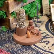 Plateau d'Encens Bouddha Céramique Terre Cuite