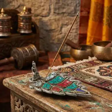 Porte-Encens Tibétain Feuille Bouddha