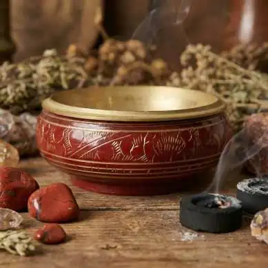 Pot d'Encens Charbon Chakra Racine en Laiton