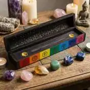 Boîte Porte-Encens 7 Chakras Bois Manguier