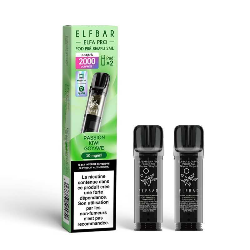 Pod Passion Kiwi Goyave Elfa Pro ElfBar 2ml x2 | CBD'eau