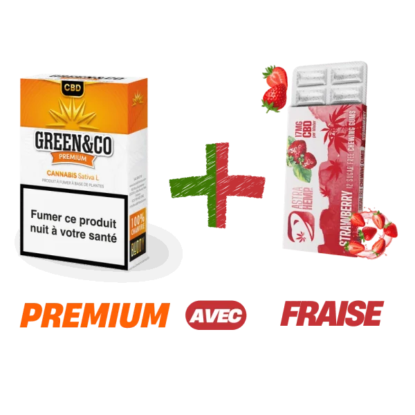 Pack CBD Premium & Fraîcheur - Green&Co Premium + Chewing-Gum Fraise Astra Hemp