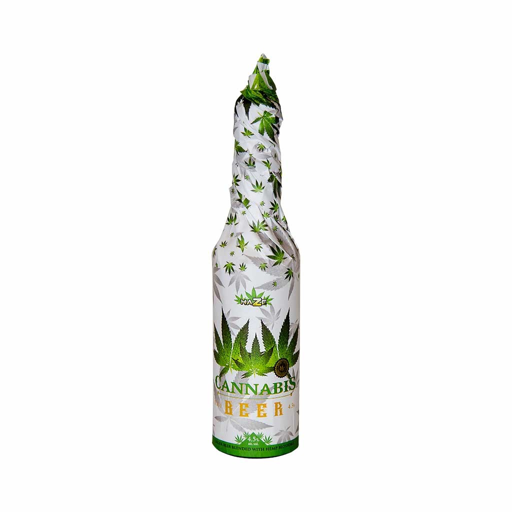 Bière CBD - bouteille habillée 33cl | MULTITRANCE & HAZE (Blanc)