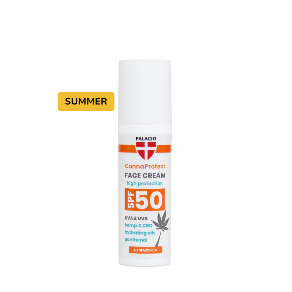 CannaProtect Crème Visage SPF50 au Chanvre & CBD, 50 ml Palacio CannaProtect Crème Visage SPF50 au Chanvre & CBD, 50 ml Palacio
