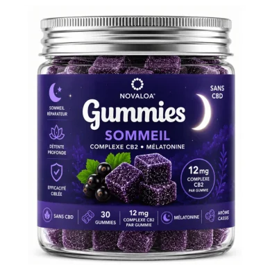 Gummies Complexe CB2 Sommeil Cassis & Mûre 12mg | Novaloa