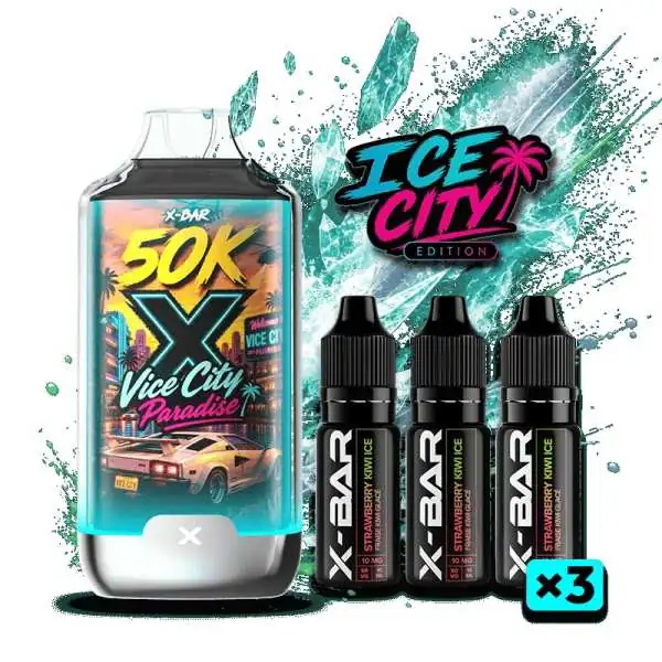 Kit V-ice City Paradise - X-BAR 50K Ice City + 3 E-liquides