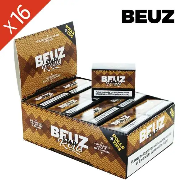 Boîte de 16 Rouleaux de Feuille à Rouler Slim Star + Filtres BEUZ