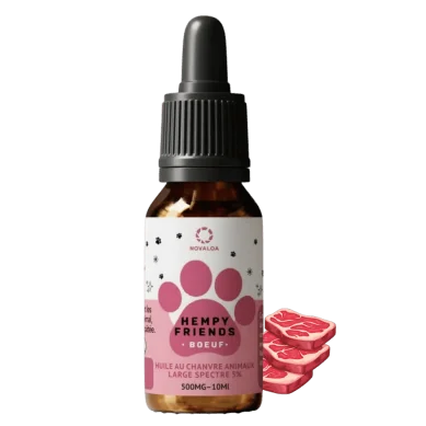 Huile CBD animaux 5% boeuf | NOVALOA