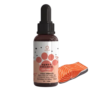 Huile de chanvre animaux 5% saumon | NOVALOA