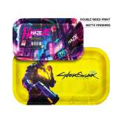 Dos du plateau Cyberskunk 420 Large, rue en néon, posé sur la face jaune