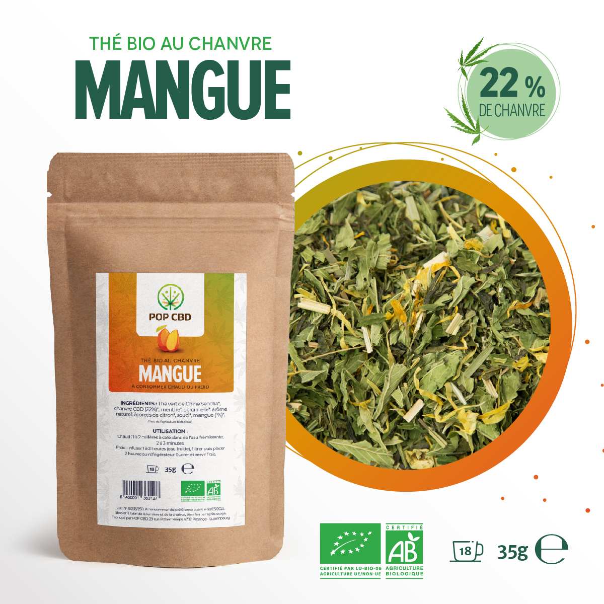 Thé CBD bio mangue | POP CBD