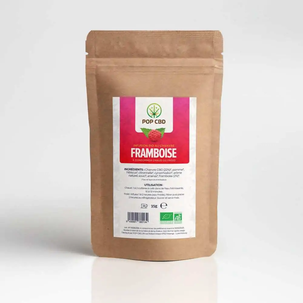 Infusion chanvre biologique à la framboise - POP CBD Infusion chanvre biologique à la framboise - POP CBD