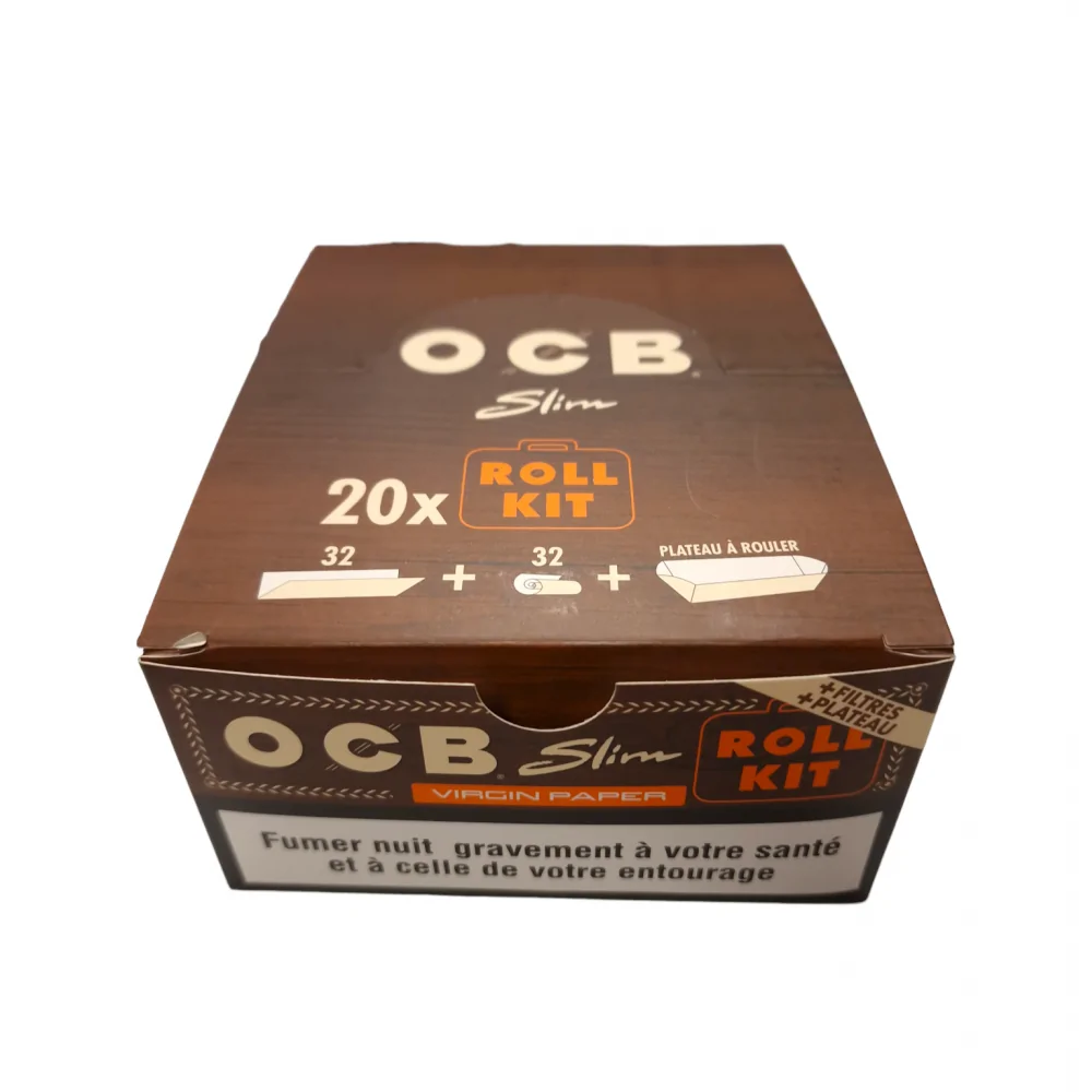 OCB roll kit slim virgin 32 feuilles filtres plateau