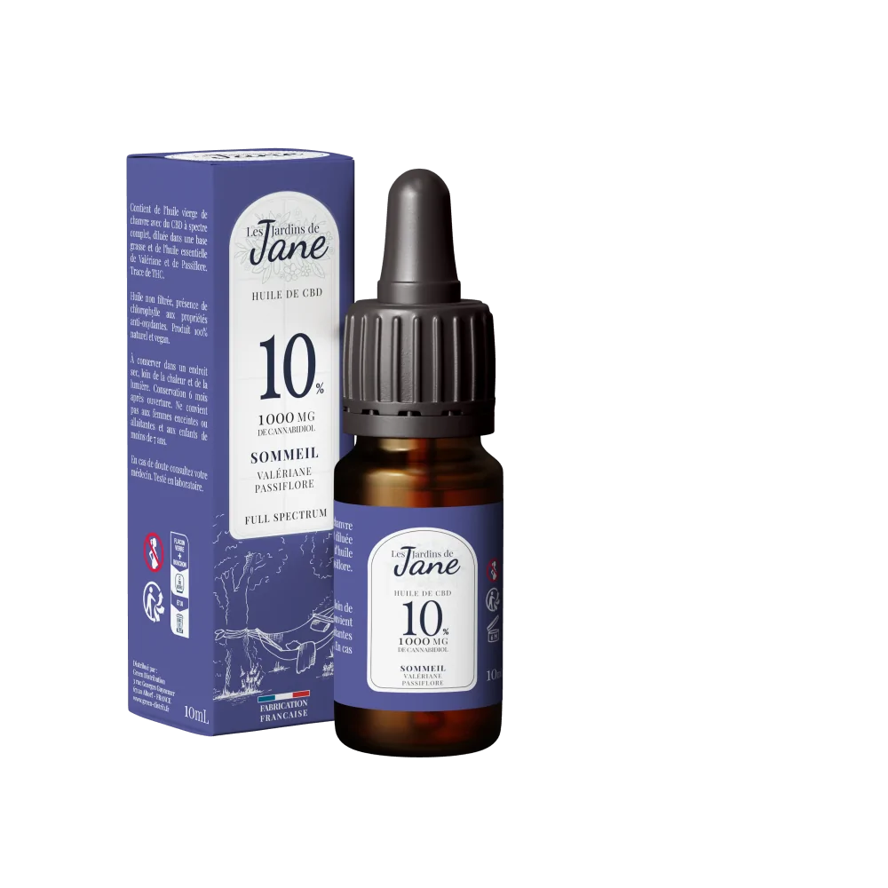 Huile de CBD 10% Full Spectrum Sommeil Les Jardins de Jane