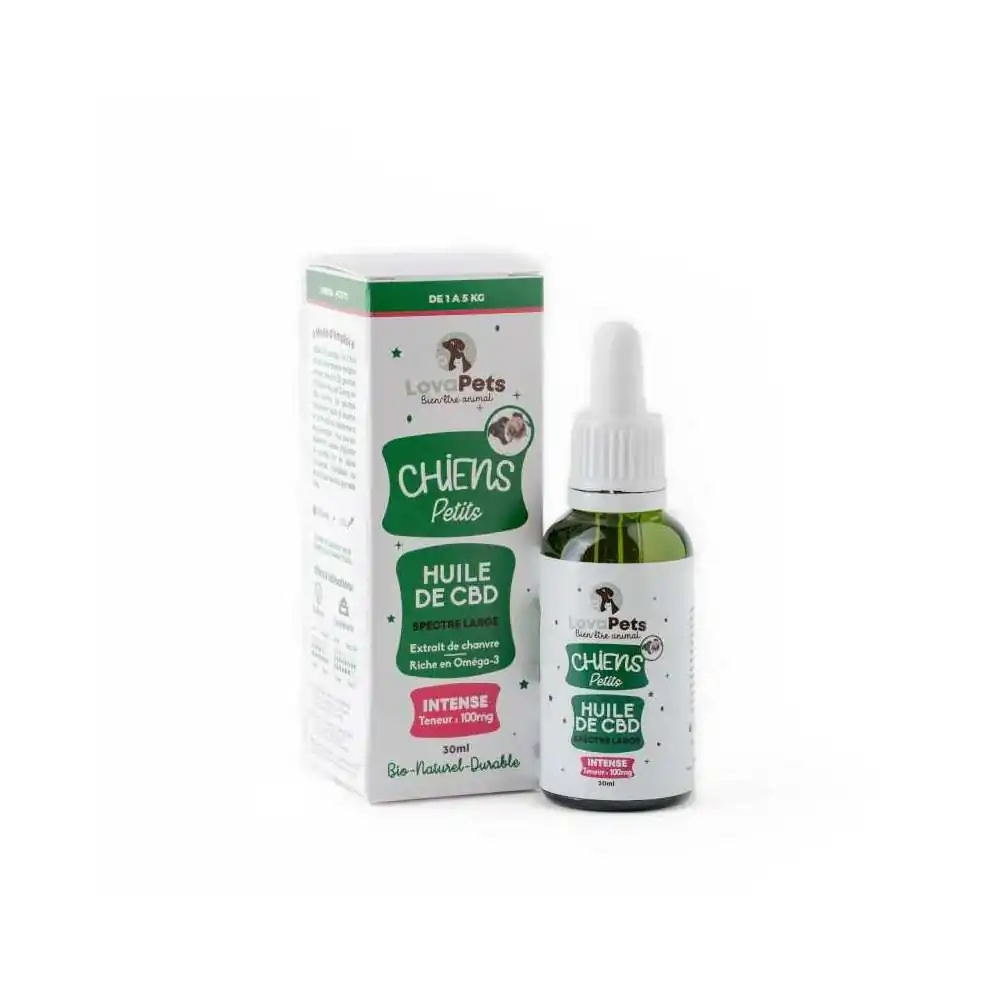 Huile de CBD 100mg pour petit chien 30ml INTENSE