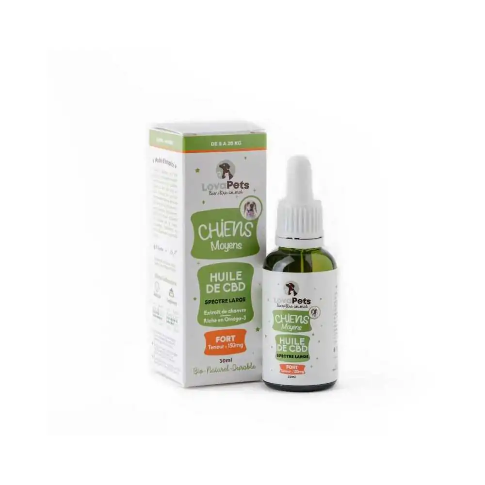 Huile de CBD 150mg pour chien moyen 30ml FORT